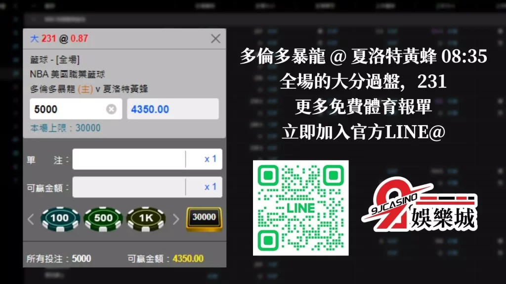 免費NBA運動賽事運彩 1/13-夏洛特黃蜂 @ 多倫多暴龍  9J娛樂城