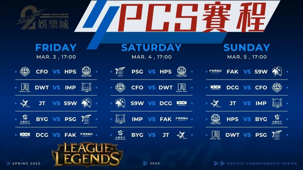2023PCS賽程