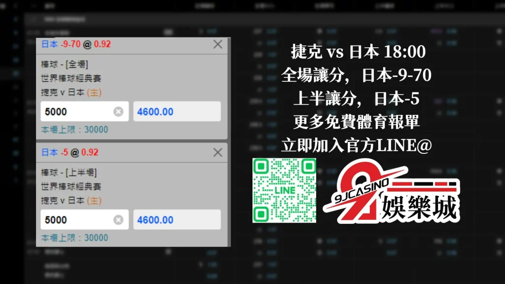 【棒球經典賽運彩分析】0311 捷克 vs 日本 18:00