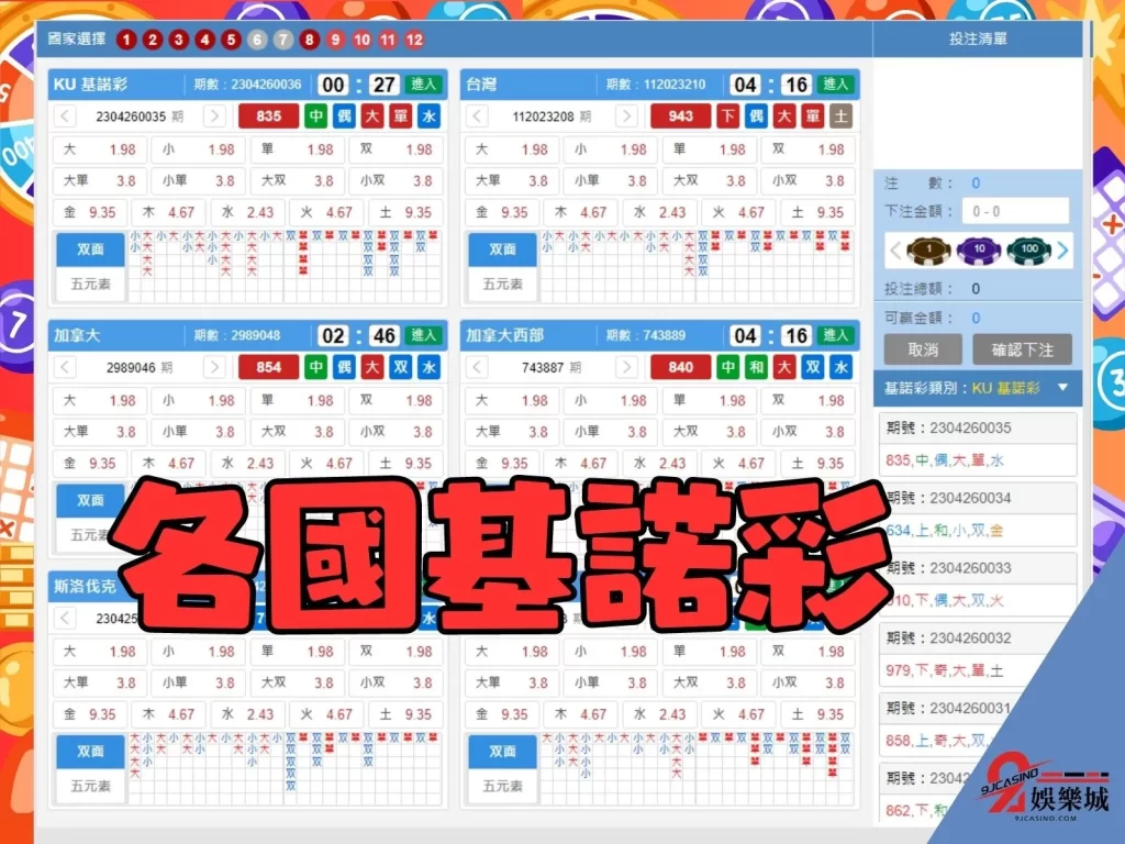 各國基諾彩 台灣基諾彩 基諾彩玩法