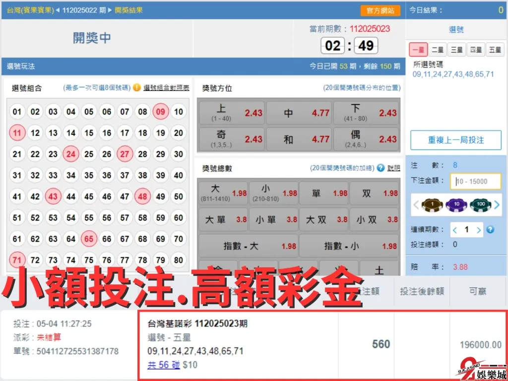 基諾彩超級獎號 基諾彩Bullseye 基諾彩教學